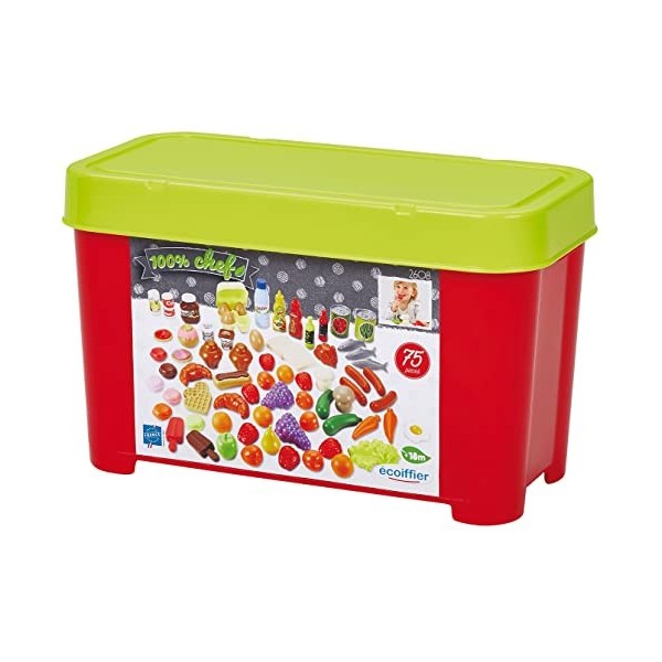 Jouets Ecoiffier - 2608 - Coffret Alimentation Cuisine -75 Accessoires - Dès 18 Mois - Fabriqué en France