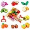 CARLORBO Jouet en Bois Montessori Cuisine en Bois Nourriture pour Enfants - Aliments Bois Fruit et Légumes Jouets, Jouets Enf