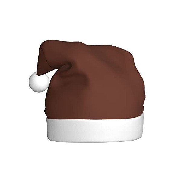 Bonnet de Noël en peluche marron clair pour adulte : convient pour les fêtes de Noël et du Nouvel An, doux, léger et tactile.