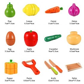 CARLORBO Jouet en Bois Montessori Cuisine en Bois Nourriture pour Enfants - Aliments Bois Fruit et Légumes Jouets, Jouets Enf