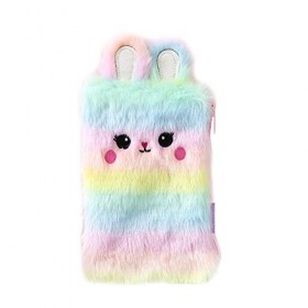 Trousse à crayons en peluche - Sac de rangement mignon - Motif lapin - Pour papeterie - Cadeau pour enfants - Coloré