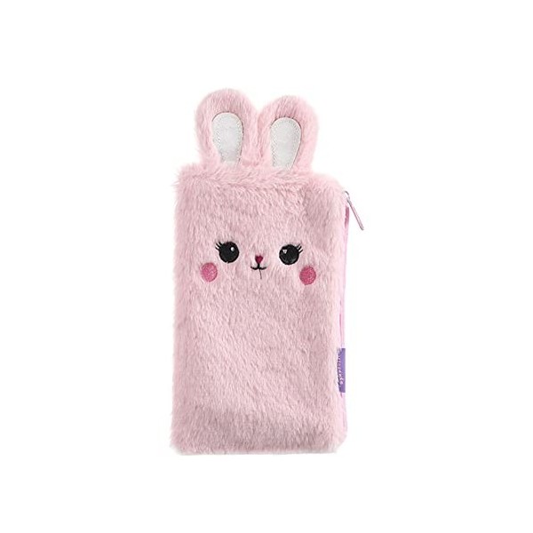 Trousse à crayons en peluche - Sac de rangement mignon - Motif lapin - Pour papeterie - Cadeau pour enfants - Coloré