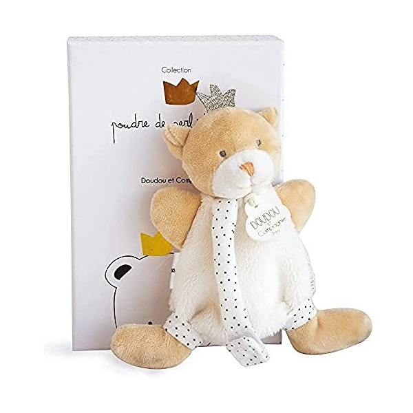 Doudou et Compagnie - Peluche Lapin Avec Doudou Mouchoir - 10 cm - Blanc/Rose - Cadeau De Naissance Fille - Jolie Boîte Cadea