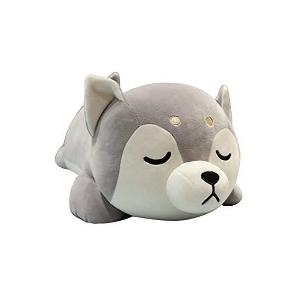 JAWSEU Peluche Husky Animaux en Peluche Doux Oreiller de Couchage Peluche Chien Mignon Shiba Inu Étreindre Oreiller Peluche A