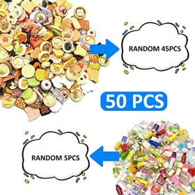 Lot de 50 Mini modèles de Nourriture et de Boissons avec 1 Sac de Rangement Noir, Ensemble de Jeu pour Enfants, Jouets de Jeu