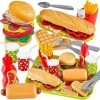 BUYGER Dinette Enfant Hamburger Jouet Aliment Cuisine avec Plateau Frites Hot-Dogs, Jeu dimitation 3 4 5 Ans