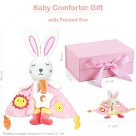 Doudou Lapin Peluche. Serviette Apaisante Bébé.Utilisé comme Jouet d’Eveil, Coffret Cadeau Naissance, Garçon Fille de 0-3 Ans