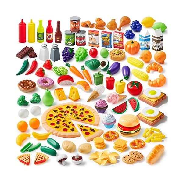 JOYIN Jeu de Cuisine 135 Pièces de Cuisine pour Marché Jeu de Simulation de Marché, Jeu de Cuisine, Accessoires de Cuisine Fa