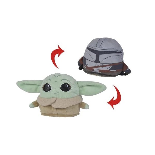 Disney - Mandalorian, Grogu & Mandos, réversible, 8cm, Peluche, à partir de 0 Mois