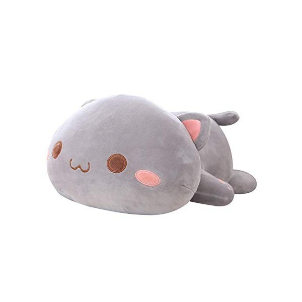 Uposao 35cm Chat en Peluche Kawaii couché Chat Animal Peluche Coussin Jouet Cadeau pour Enfants Filles garçons Coussin de Mou