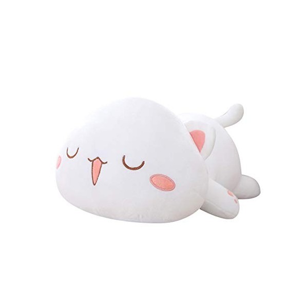 Uposao 35cm Chat en Peluche Kawaii couché Chat Animal Peluche Coussin Jouet Cadeau pour Enfants Filles garçons Coussin de Mou