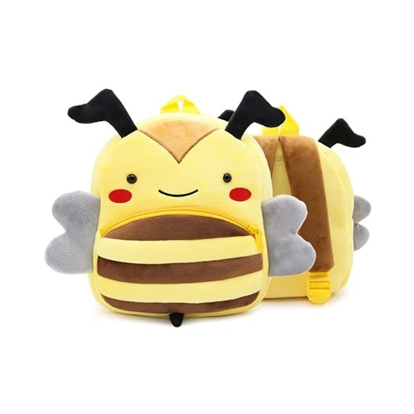 Sac à Dos Enfant, Forme Abeille Mignonne en Peluche Mini-Sac à Dos pour Maternelle Garderie PréScolaire Filles Garçons 2 à 4 