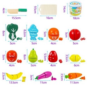 omyzam Jouet à Couper Fruits et Légumes en Bois à Découper de Cuisine Jeu Dimitation Jouets éducatifs et Jouet de Perception