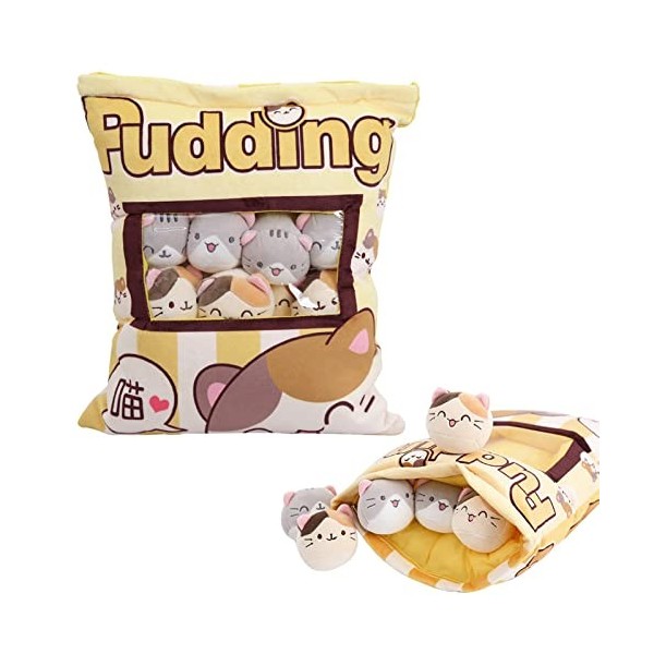 Moonyan collation en Peluche Pudding en Peluche Chat Doux avec poupées Minou Amovibles, Creative Jouet Cadeaux pour Ados Fill