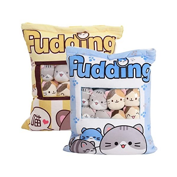 Moonyan collation en Peluche Pudding en Peluche Chat Doux avec poupées Minou Amovibles, Creative Jouet Cadeaux pour Ados Fill