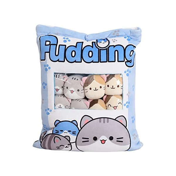 Moonyan collation en Peluche Pudding en Peluche Chat Doux avec poupées Minou Amovibles, Creative Jouet Cadeaux pour Ados Fill