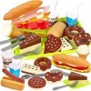 HERSITY Jouet Aliment Cuisine Hamburger, Dinette Enfant avec Gâteau Dessert Plateau, Jeux Dimitation Cadeau pour Fille Garço