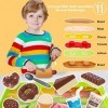 HERSITY Jouet Aliment Cuisine Hamburger, Dinette Enfant avec Gâteau Dessert Plateau, Jeux Dimitation Cadeau pour Fille Garço