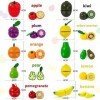 yoptote Fruits et Légumes Jouets Ustensile Cuisine en Bois Enfant Fruits à Couper en Bois et Lègumes à Découper Motricité Fin