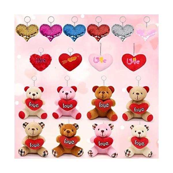 Porte-clés en peluche pour la Saint Valentin, mini jouets en peluche, ours en peluche, cadeau pour petite amie, anniversaire,
