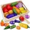 Airlab Jouets Enfant Cuisine Bois, Ustensile Accessoire Dinette, Fruits Légumes à Découper, Montessori Éducatifs Cadeaux Anni