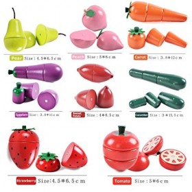 CARLORBO Ensemble de Nourriture à découper en Bois - Faire Semblant Que Les Enfants Jouent à la Cuisine Ensemble de légumes à
