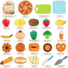 JoyGrow 31 pièces&nbsp;Jeu Dimitation Jouet à Couper de Aliments Plastique Fruit Légume Jeu Éducatif Tôt Développement Intellectu