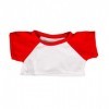 teddy mountain T-shirt blanc à manches rouges - 20cm - Vêtements pour nounours, ours en peluche, animaux en peluche