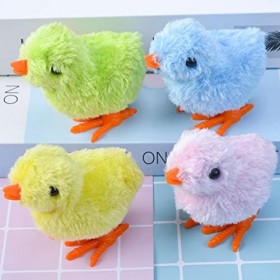 zhouwen 4pcs Sautant Poulet en Peluche Poussins pour Enfants, Jouets à Remonter Sauter Mécaniques Poussins, Souvenirs & Cadea
