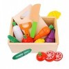 NIWWIN Jouer aux Aliments Jouets aux Fruits, Playsets de Cuisine en Bois, Faux Joueurs de rôle, Cuisine Fruits et légumes Toy