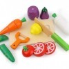 NIWWIN Jouer aux Aliments Jouets aux Fruits, Playsets de Cuisine en Bois, Faux Joueurs de rôle, Cuisine Fruits et légumes Toy