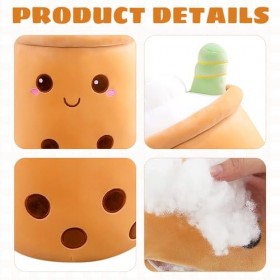 FENGQ Peluche Bubble Tea - Coussin en peluche - Motif tasse de thé aux perles - Pour enfants et adultes - Marron