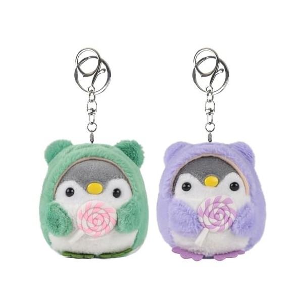 Anboor 2Pack Petits Animaux en Peluche Pingouin avec Porte-Clés Récompense de Remplissage de Sac Animaux en Peluche Pingouin 