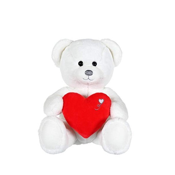 Gipsy- Ours Peluche, 55586, Blanc/Rouge, 22 cm