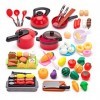 Accessoire Cuisine Enfant Jouet Ustensile 73pcs Kits de Cuisine à Jouer avec Casseroles et Poêles Aliment Jouet Dinette Chef 