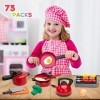 Accessoire Cuisine Enfant Jouet Ustensile 73pcs Kits de Cuisine à Jouer avec Casseroles et Poêles Aliment Jouet Dinette Chef 