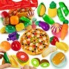 BUYGER Fruits et Légumes Jouets à Couper, Dinette Cuisine Enfant Accessoire Aliments en Plastique avec Sac de Rangement - Cad