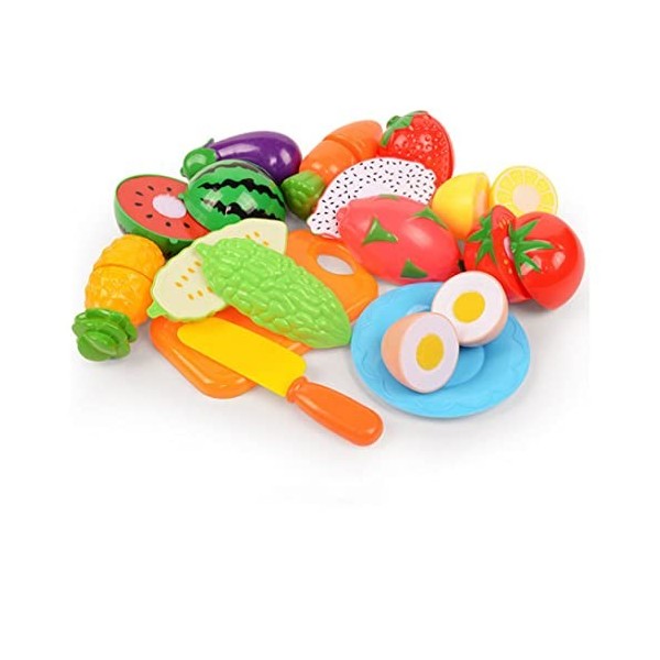 Berrywho Jouets à découper pour Enfants, 13 pièces, Set de Cuisine pour Enfants, Accessoires pour légumes et Fruits en Plasti