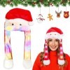 Bonnet de Noël en peluche LED, Chapeau de Père Noël en peluche, Chapeaux du Père Noël, Bonnet de Noël amusant avec oreilles m