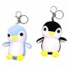 2pcs Mini Porte-Clés de Pingouin, Petit Poupée en Peluche Pingouin Bébé Mignon Porte-Clés en Peluche Pingouin Pendentif de Sa