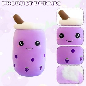 DAJASD Peluche Bubble Tea, Peluche Bubble Tea 25cm, Oreiller Tasse à Thé Jouet pour Enfants, Bubble Pearl Oreiller Peluche Th