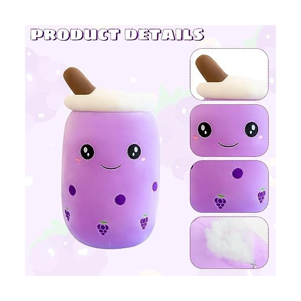 DAJASD Peluche Bubble Tea, Peluche Bubble Tea 25cm, Oreiller Tasse à Thé Jouet pour Enfants, Bubble Pearl Oreiller Peluche Th