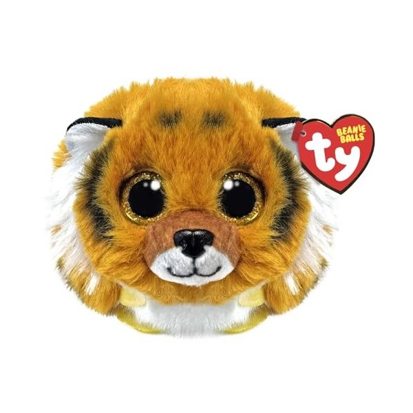 Ty Beanie Balls T42552 - Clawsby Le Tigrot aux Yeux dorés pailletés - Animaux en Peluche Doux et Ronds à Collectionner - 8 cm