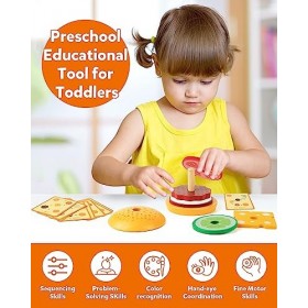 Vanmor Bois empilable Hamburger Montessori Jouet pour Les Enfants de 3 Ans et Plus, Faire Semblant de Jouer Nourriture Hambur