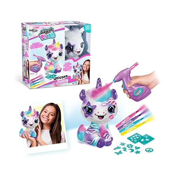 Canal Toys - Airbrush Plush - Mini Peluche surprise à Personnaliser avec Feutres et Pochoirs - Loisirs Créatifs pour Enfant -