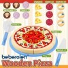 Beberolen Pizza Bois Bébé, Aliments Dinettes Jouer Cuisine, Jeux de Rôle Jouet Éducatif Éveil Montessori, Cadeau Créatif Anni