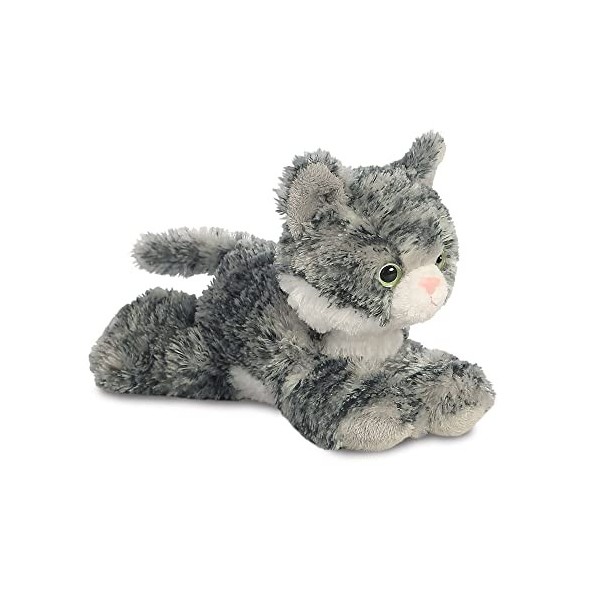 Aurora World, 31713, Mini Flopsies Lily Le Chat tigré, 20 cm, Peluche, Gris, Grey, White, Pink