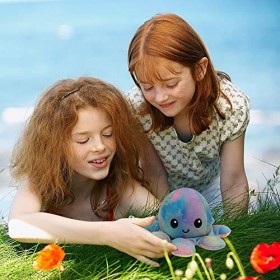 GeniusCells Poulpe en peluche double face Flip Octopus Doll, peluche douce réversible en forme de pieuvre, mini jouet créatif