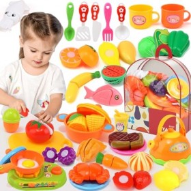 kramow Dinette Enfant, Kit de Cuisine pour Enfants, Jouet à Légumes et Fruits, Jouets Alimentaires, Jouets éducatifs pour Béb