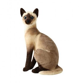 perfk Doux Chat en Peluche Confortable pour la Peau poupée réaliste Belle Simulation Chats Siamois pour Enfants Adultes Enfan